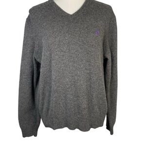 Polo Ralph Lauren Gray Lambswool V Neck Sweater Men’s XL But Sized Like a Large
